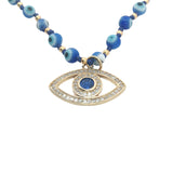 Collier doré oeil en zircons perles oeil et dorées 75 cm
