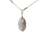 Collier doré quartz fumé ovale facetté 42 cm