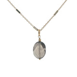Collier doré quartz fumé ovale facetté 42 cm