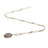 Collier doré quartz fumé ovale facetté 42 cm