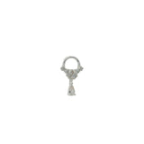 Boucle d'oreilles puce argent 925 anneau zircons et pampille