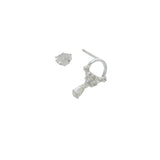 Boucle d'oreilles puce argent 925 anneau zircons et pampille