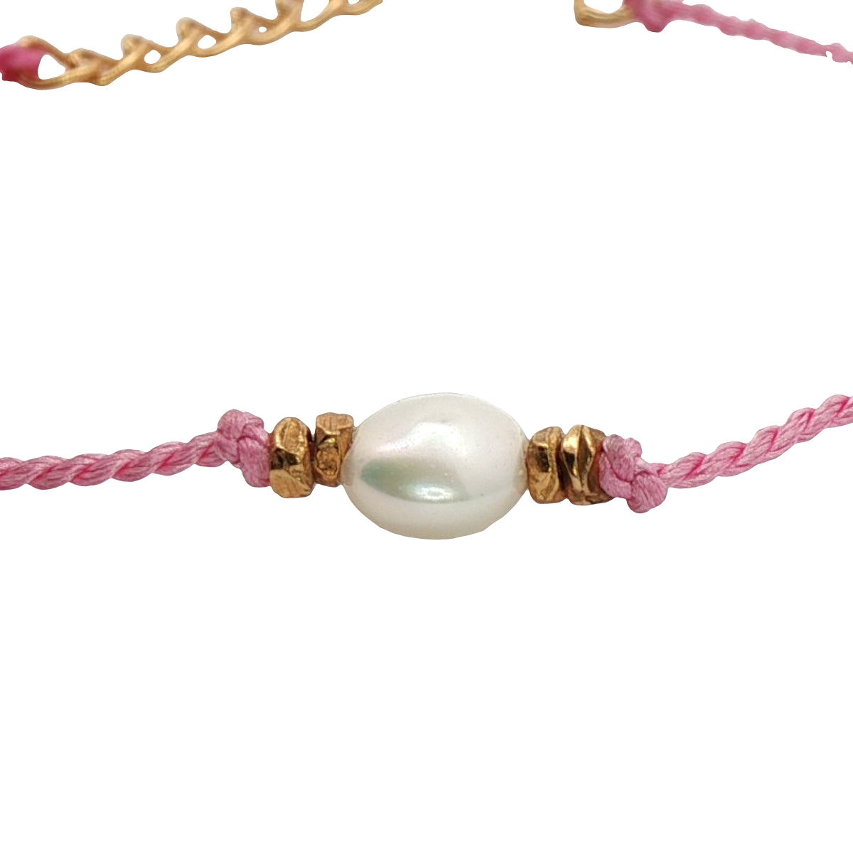 Pink cord chain bracelet and talismans