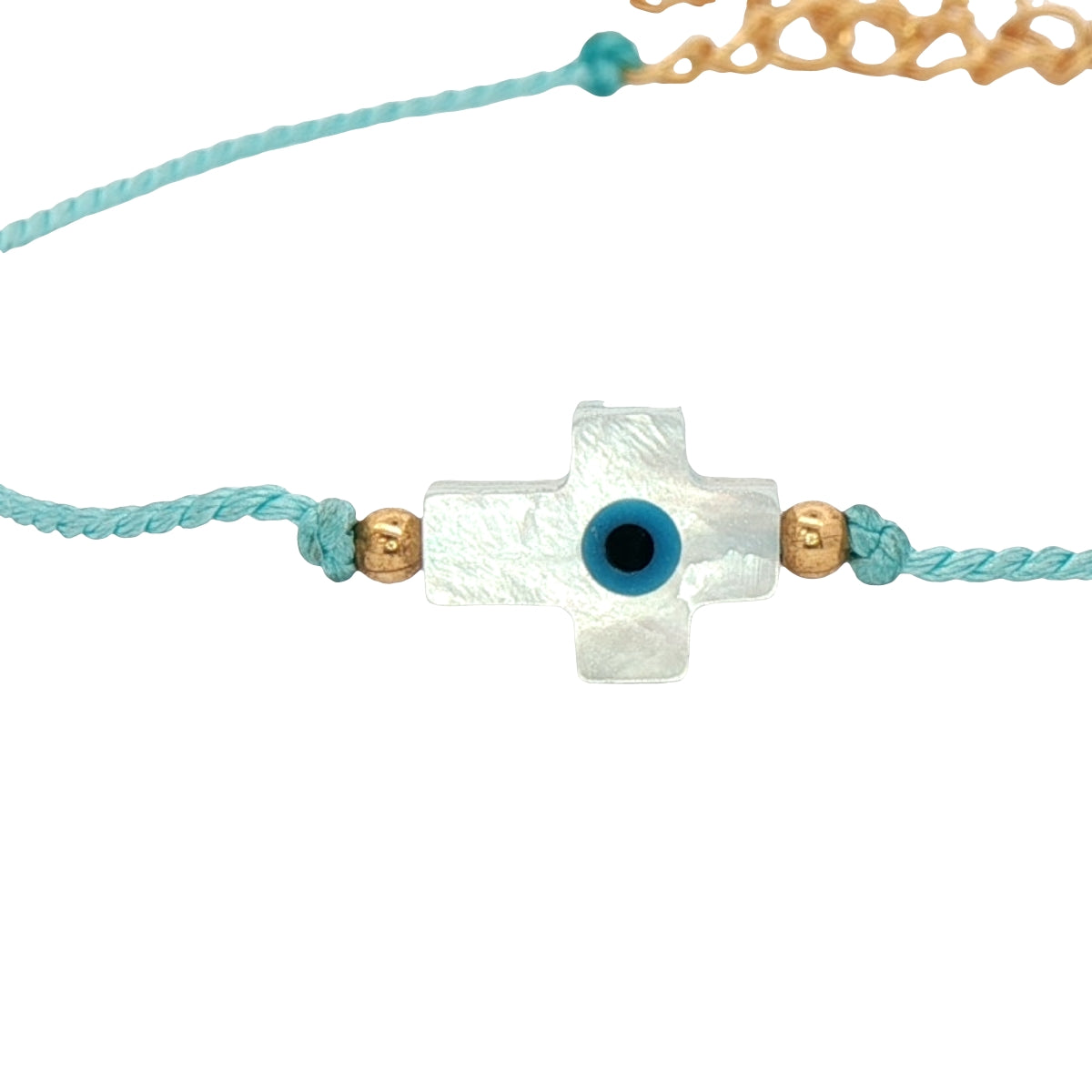 Turquoise chain cord bracelet and talismans