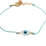 Turquoise chain cord bracelet and talismans