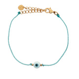 Turquoise chain cord bracelet and talismans