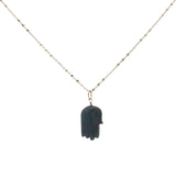 Collier doré main de Fatma taillée dans du quartz fumé 60 cm