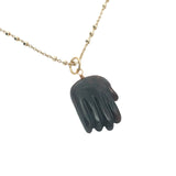 Collier doré main de Fatma taillée dans du quartz fumé 60 cm