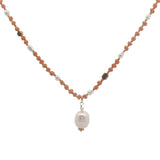 Collier doré perles de culture avec perles colorées 75 cm