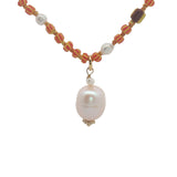 Collier doré perles de culture avec perles colorées 75 cm