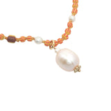 Collier doré perles de culture avec perles colorées 75 cm