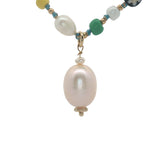 Collier doré perles de culture et perles colorées 46 cm