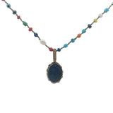 Collier doré Johri bazaar en lapis lazulis perles de culture et colorées 46 cm