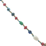 Collier doré Johri bazaar en lapis lazulis perles de culture et colorées 46 cm