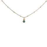 Collier doré zircon turquoise serti clos 38 cm