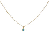 Collier doré délicat zircon turquoise serti clos 38 cm