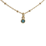 Collier doré zircon turquoise serti clos 38 cm