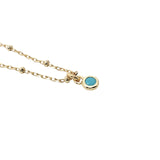 Collier doré délicat zircon turquoise serti clos 38 cm