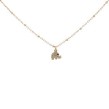 Collier doré petit éléphant avec zircons 38 cm