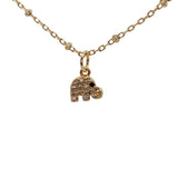 Collier doré éléphant zircons 38 cm