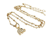 Collier doré éléphant zircons 38 cm
