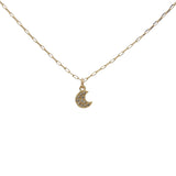 Collier doré lune zircons 38 cm