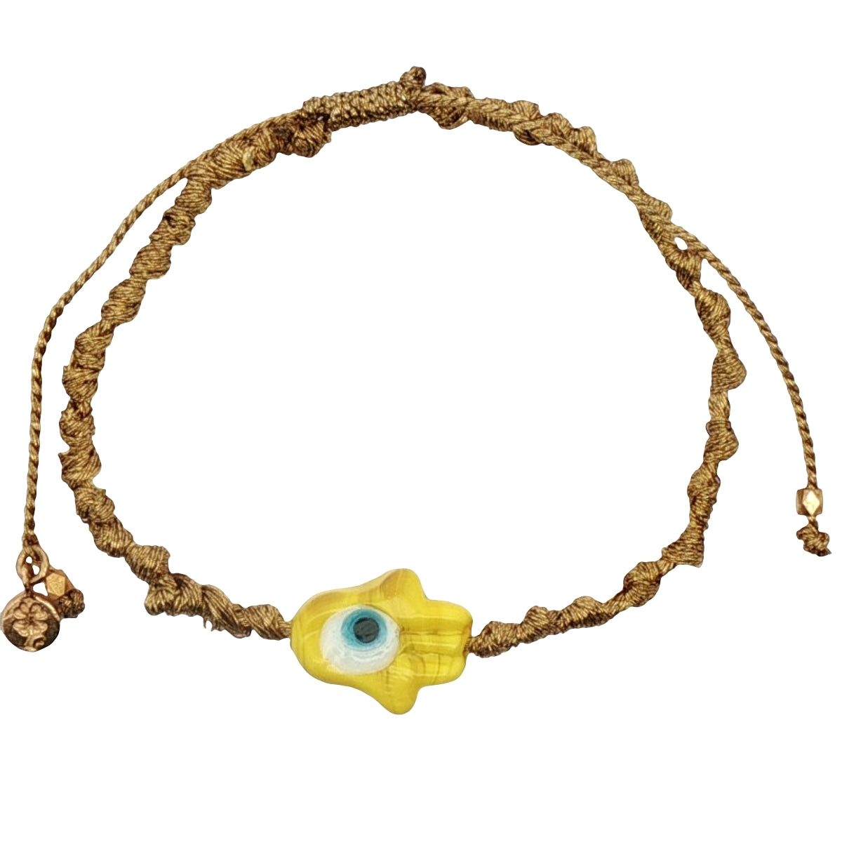 Colorful cord bracelet and blown glass hand of Fatima