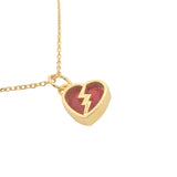Gold broken heart and stone necklace