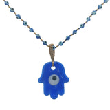 Collier doré main de Fatma perles oeil et dorées 75 cm