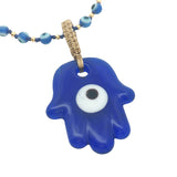 Collier doré main de Fatma perles oeil et dorées 75 cm