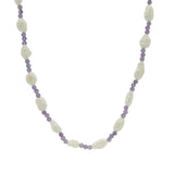 Collier doré perles de culture alternées avec de l'améthyste 42 cm