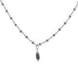 Collier doré en pierre de lune et améthyste 50 cm