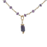 Collier doré en pierre de lune et améthyste 50 cm