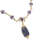 Collier doré en pierre de lune et améthyste 50 cm