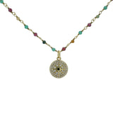 Collier santa maria doré tourmaline onyx verte et médaille étoile 60cm