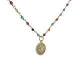 Collier santa maria doré tourmaline onyx verte et médaille étoile 60cm