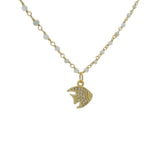 Collier santa maria pierre de lune labradorite et poisson zircons 42cm