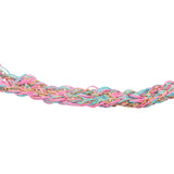 Bracelet brésilien doré cordon rose et bleu chaine dorée GM