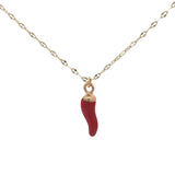 Collier doré piment rouge 42 cm