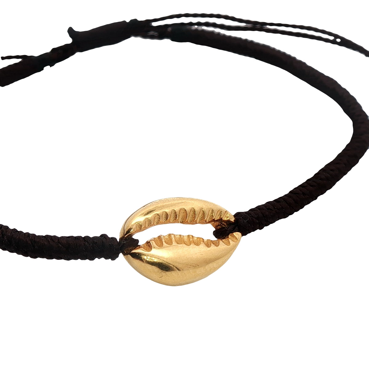 Bracelet cordon cauri doré