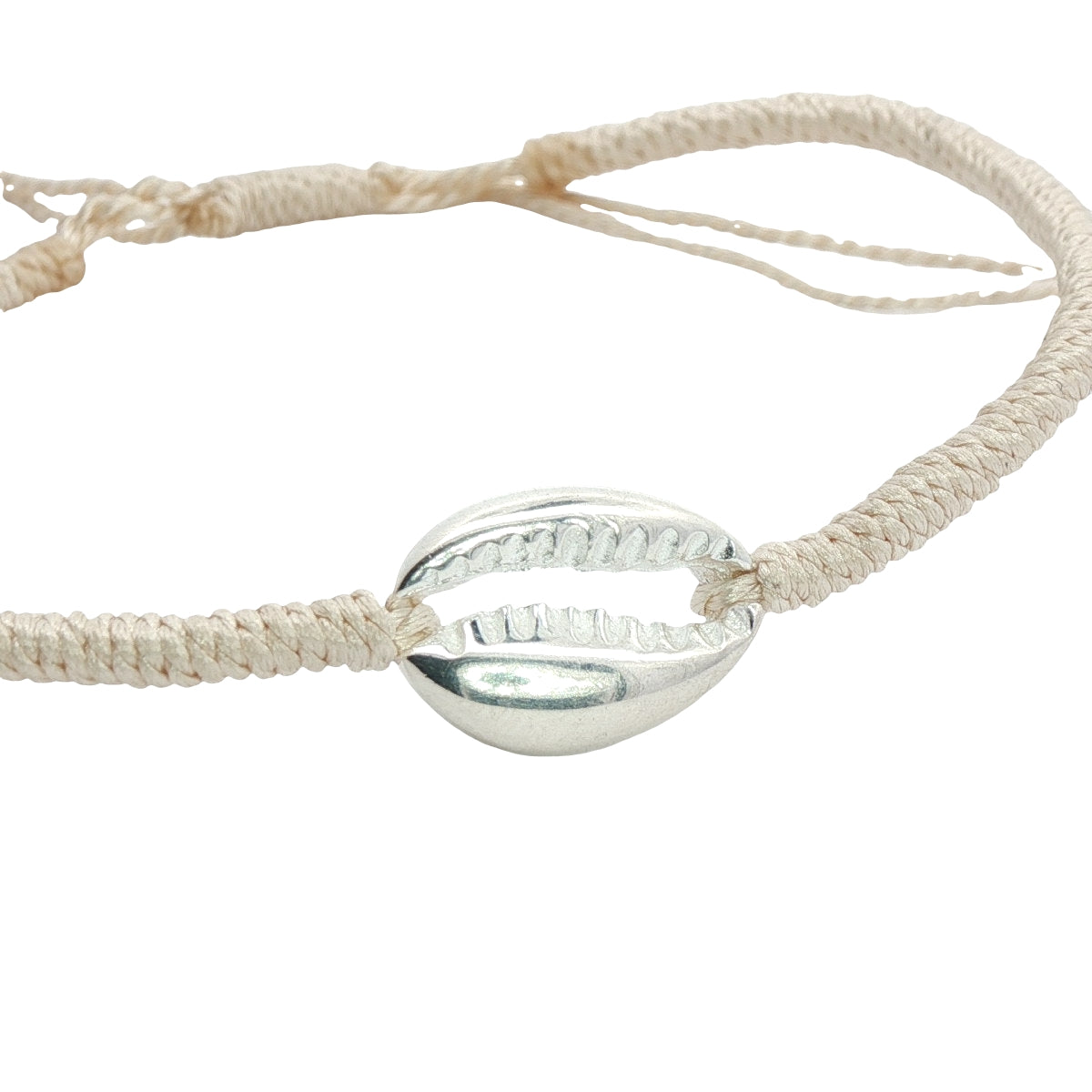 Bracelet cordon cauri argent
