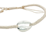 Bracelet cordon cauri argent