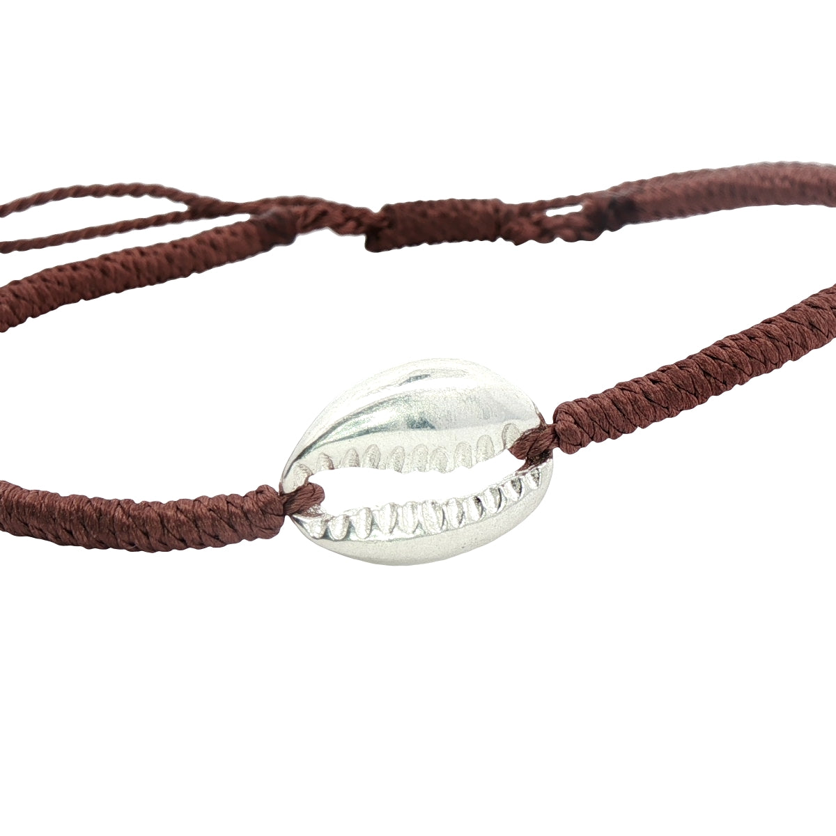 Bracelet cordon cauri argent