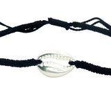 Bracelet cordon cauri argent