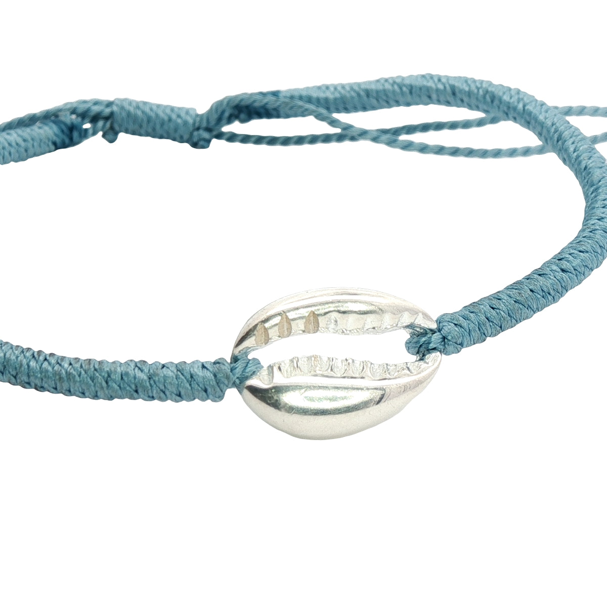 Bracelet cordon cauri argent