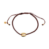 Bracelet cordon cauri doré