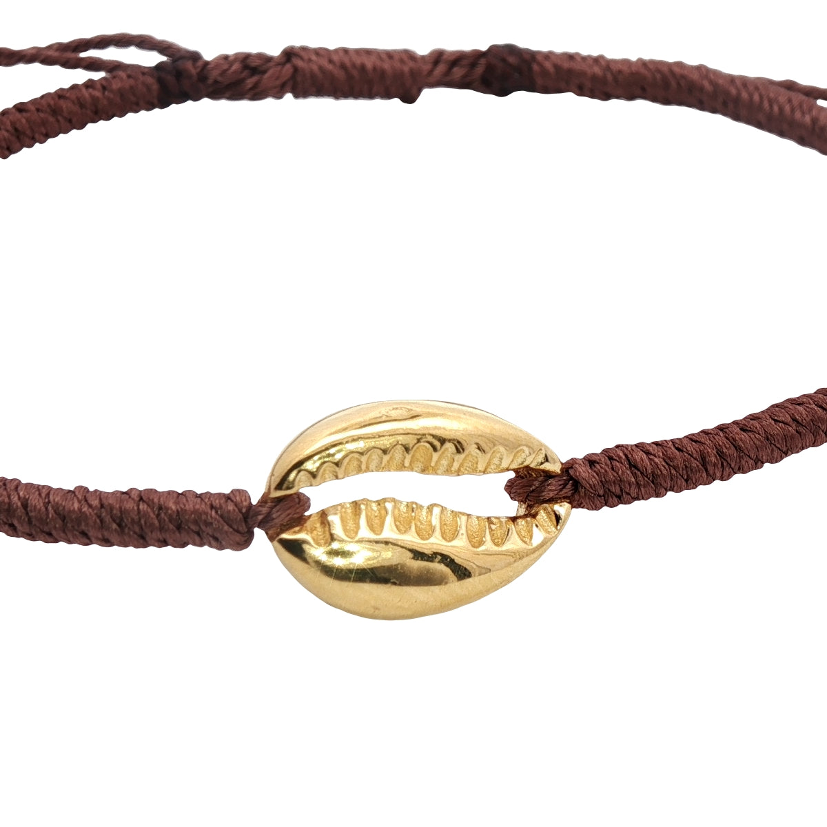 Bracelet cordon cauri doré