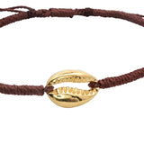 Bracelet cordon cauri doré