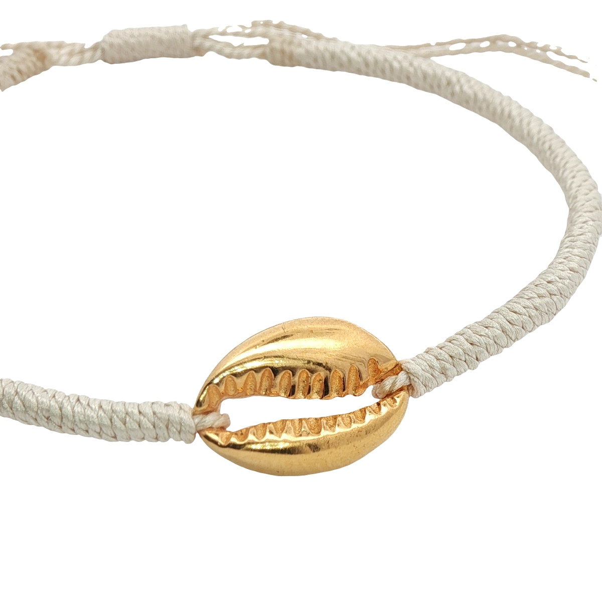 Bracelet cordon cauri doré