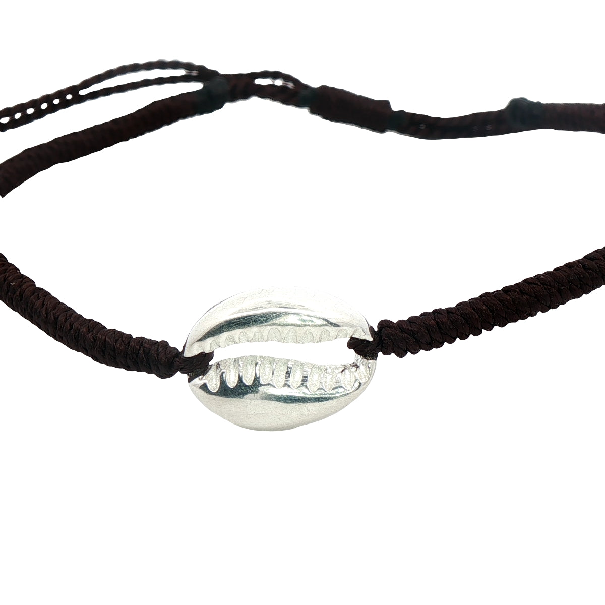Bracelet cordon cauri argent